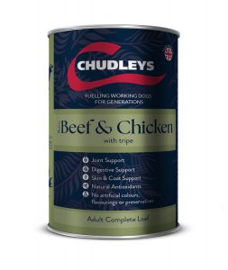 Chudleys Complete Wet Adult Working Dog Rich in Beef & Chicken with Tripe Wet Dog Food Cans - 12 x 395g